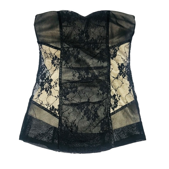 Charlotte Russe Tops - Charlotte Russe Nude & Black Lace Tube Top